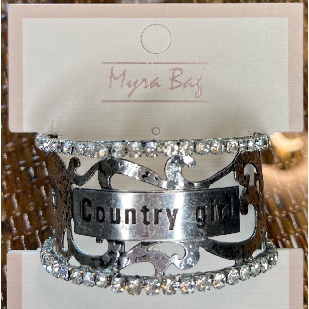 Rhinestone Country Girl Adjustable Cuff Bracelet